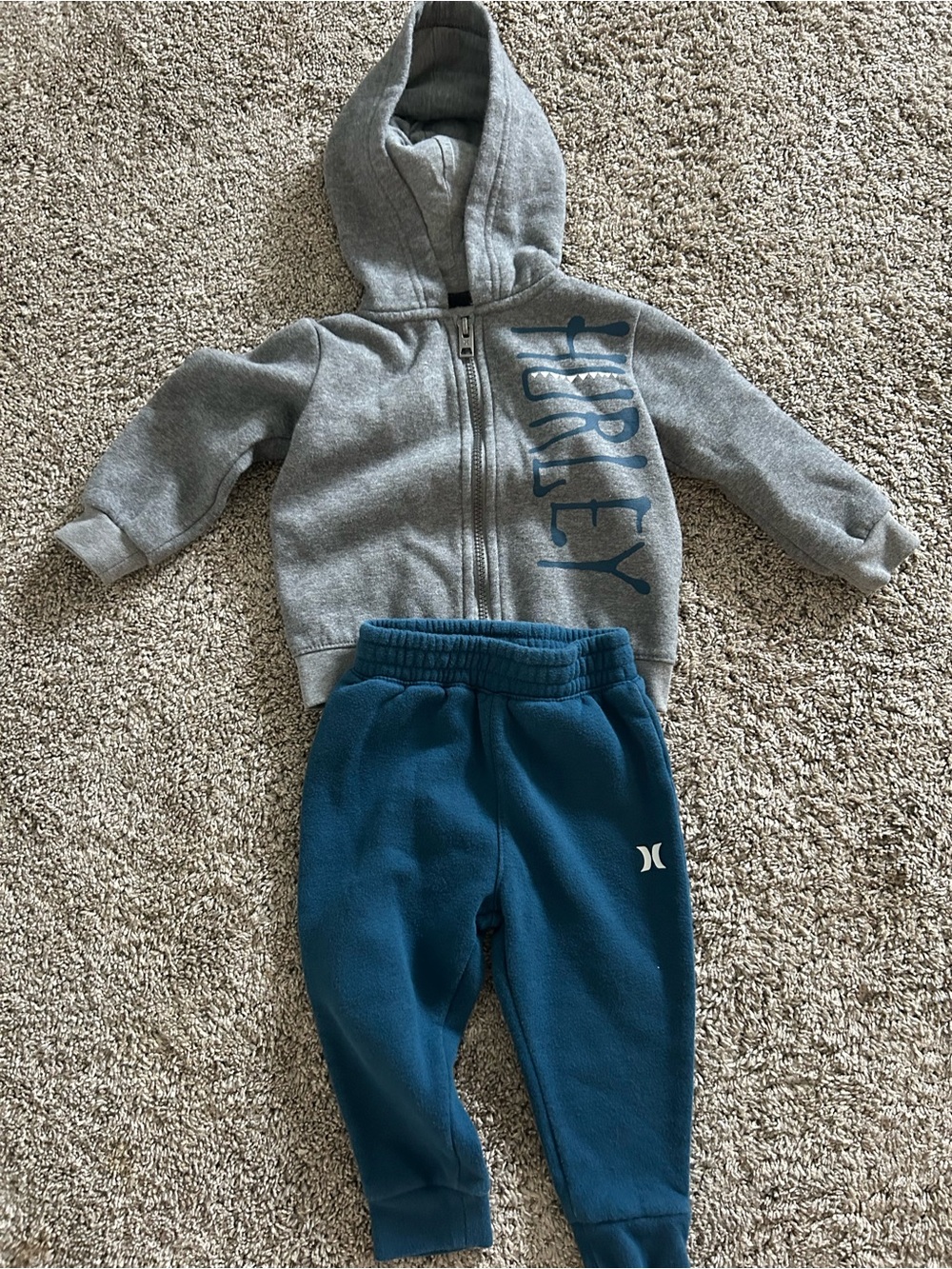 Hurley Gray Zip Hoodie with Blue Jogger Set